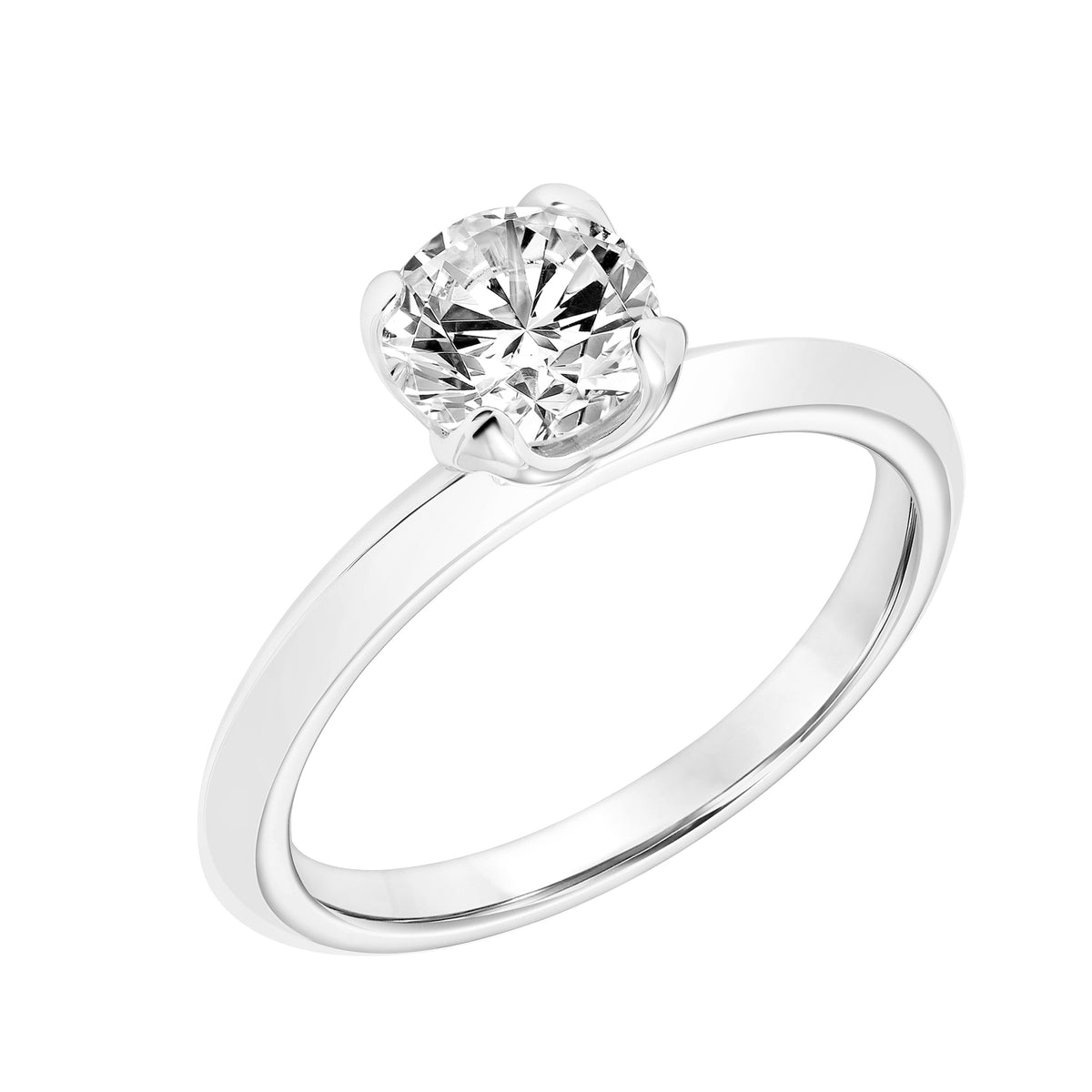 Diamond & Milgrain Accented Floral Basket and Polished Knife Edge Shank