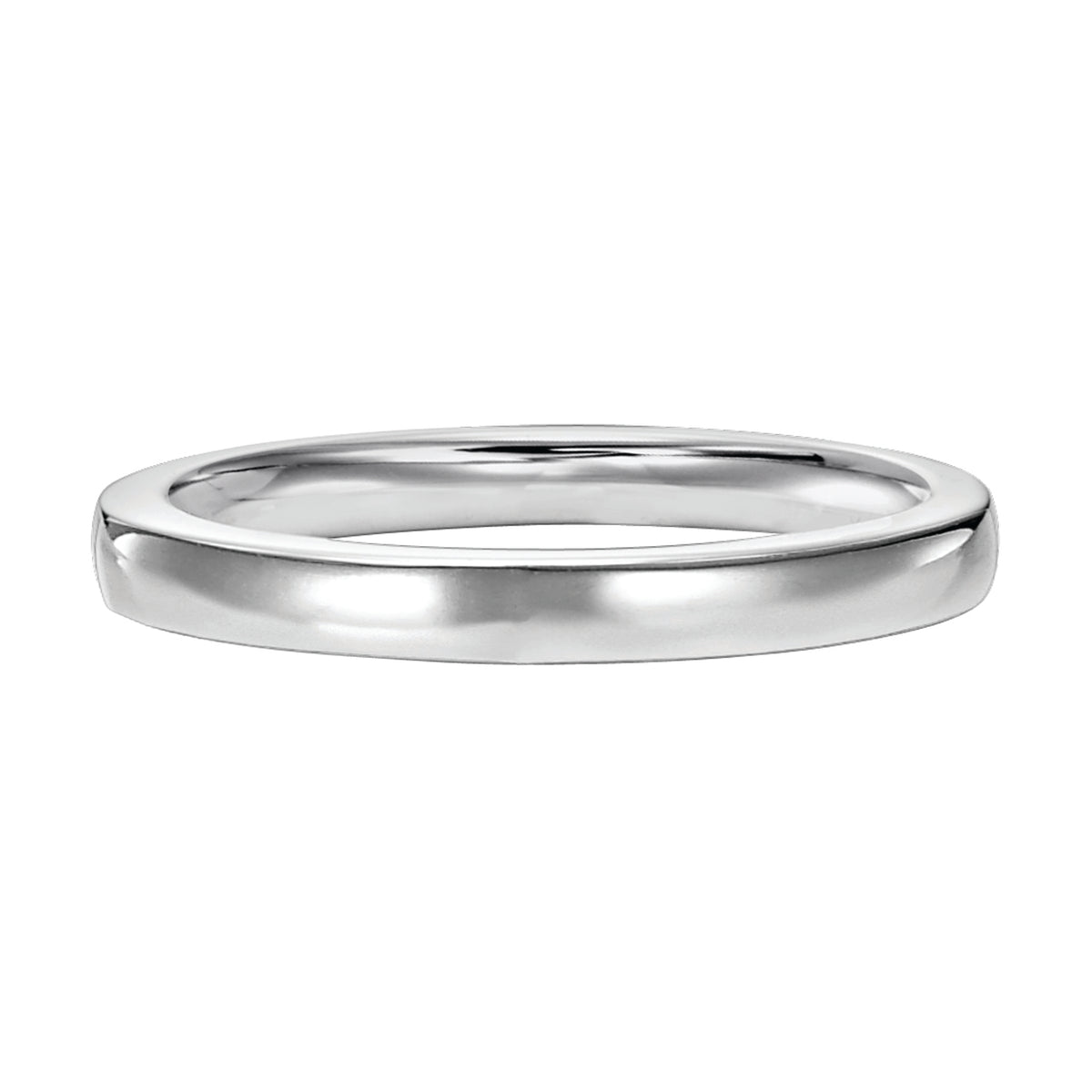 High polished wedding band designed to fit flush with matching engagement ring.