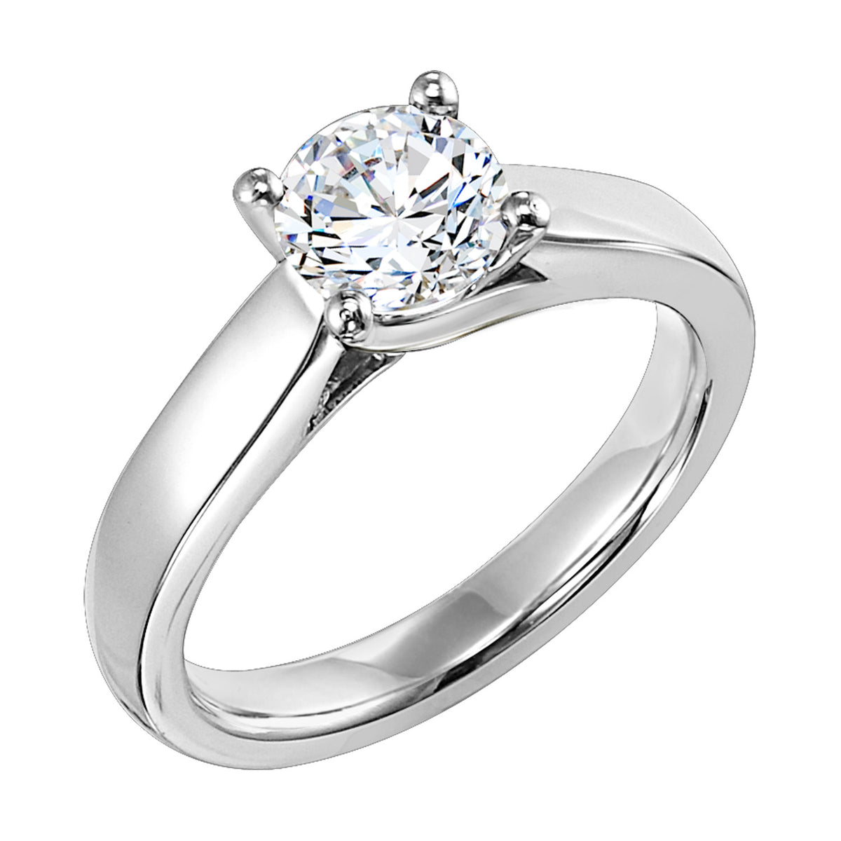 Timeless and chic, this solitaire features a 4-prong setting and delicate, high polished band