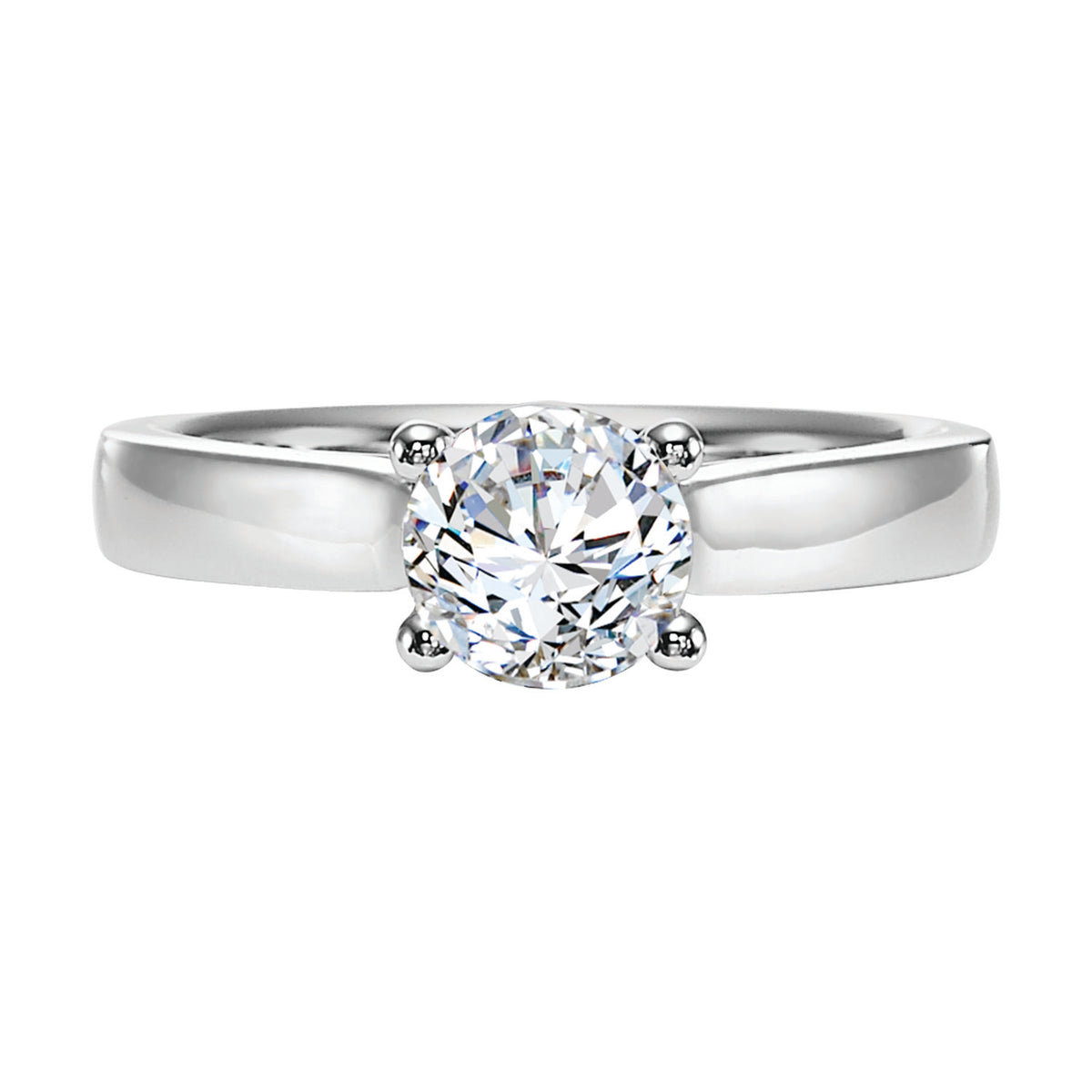 Timeless and chic, this solitaire features a 4-prong setting and delicate, high polished band
