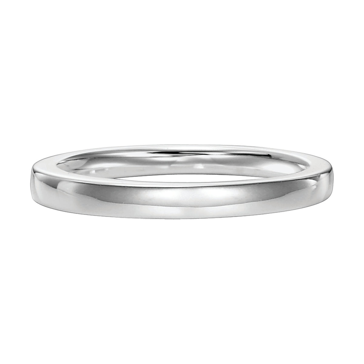 High polished wedding band designed to fit flush with matching engagement ring.