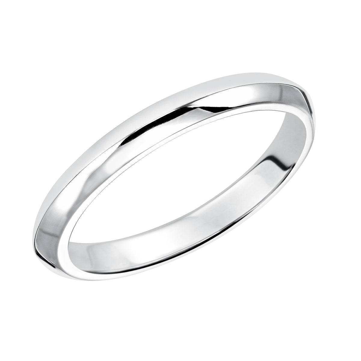 Wedding band with high polished, knife edge design.