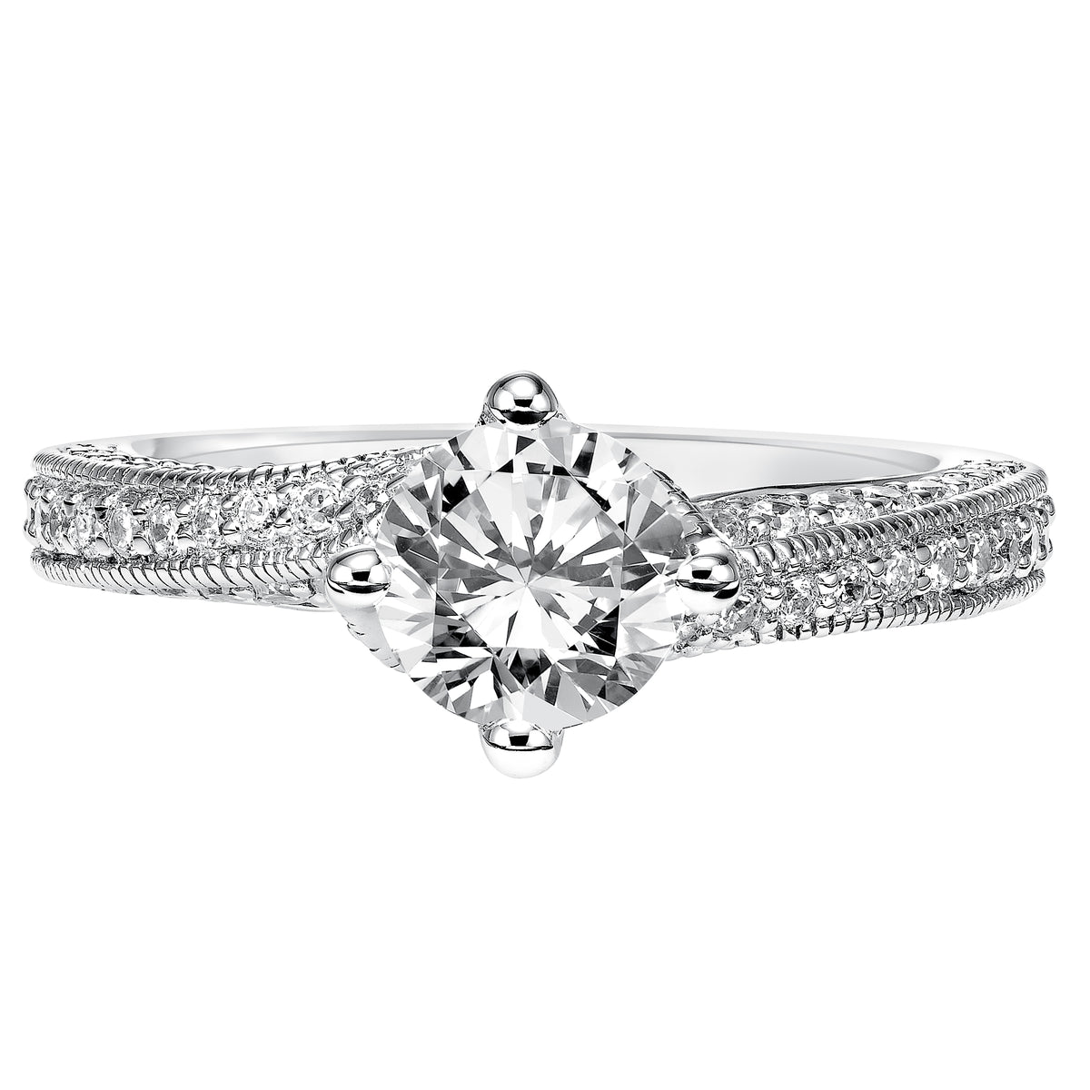 Modern meets vintage chic with this stunning diamond prong set and milgrain engagement ring