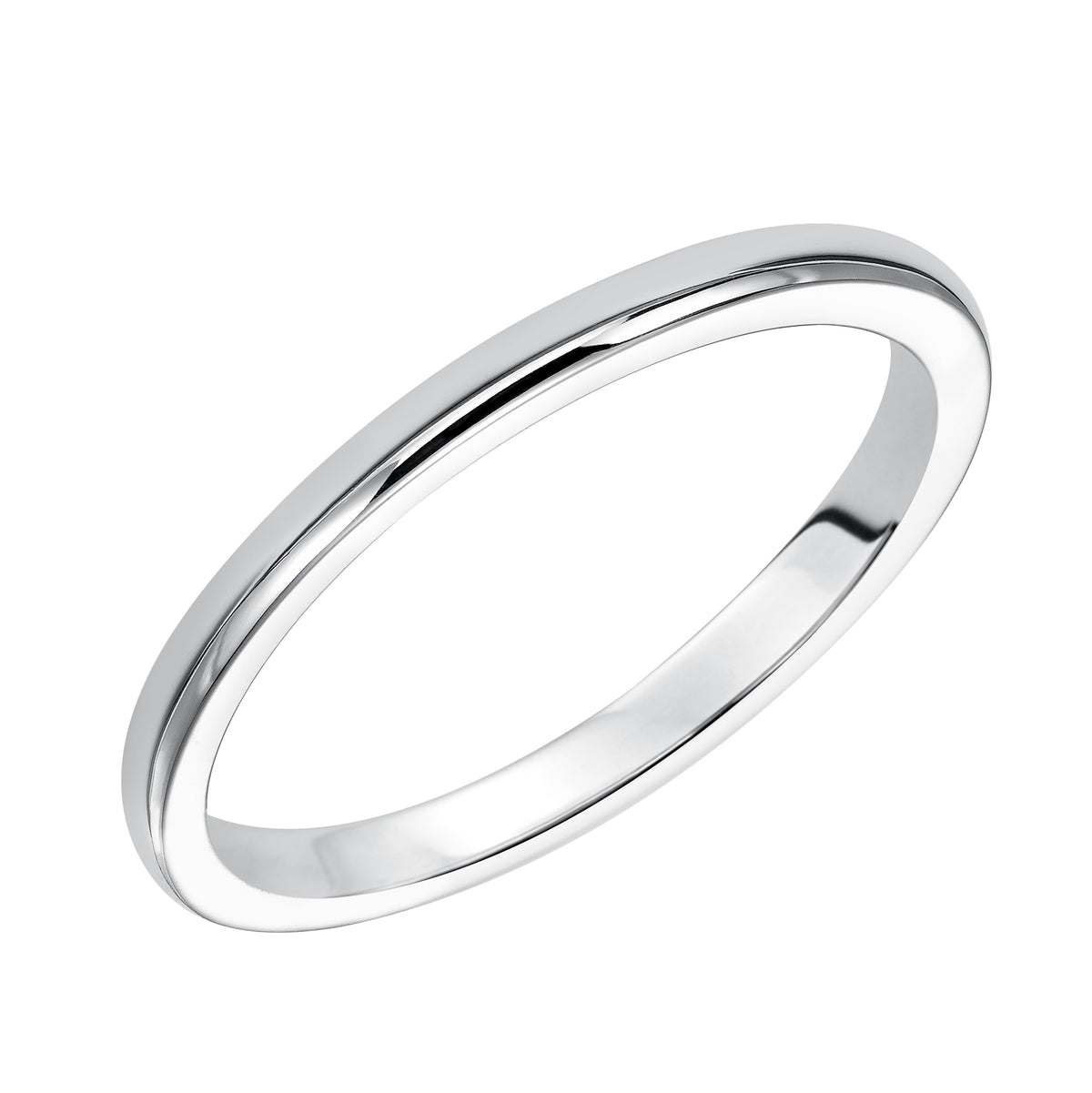 Wedding band with high polished shank.