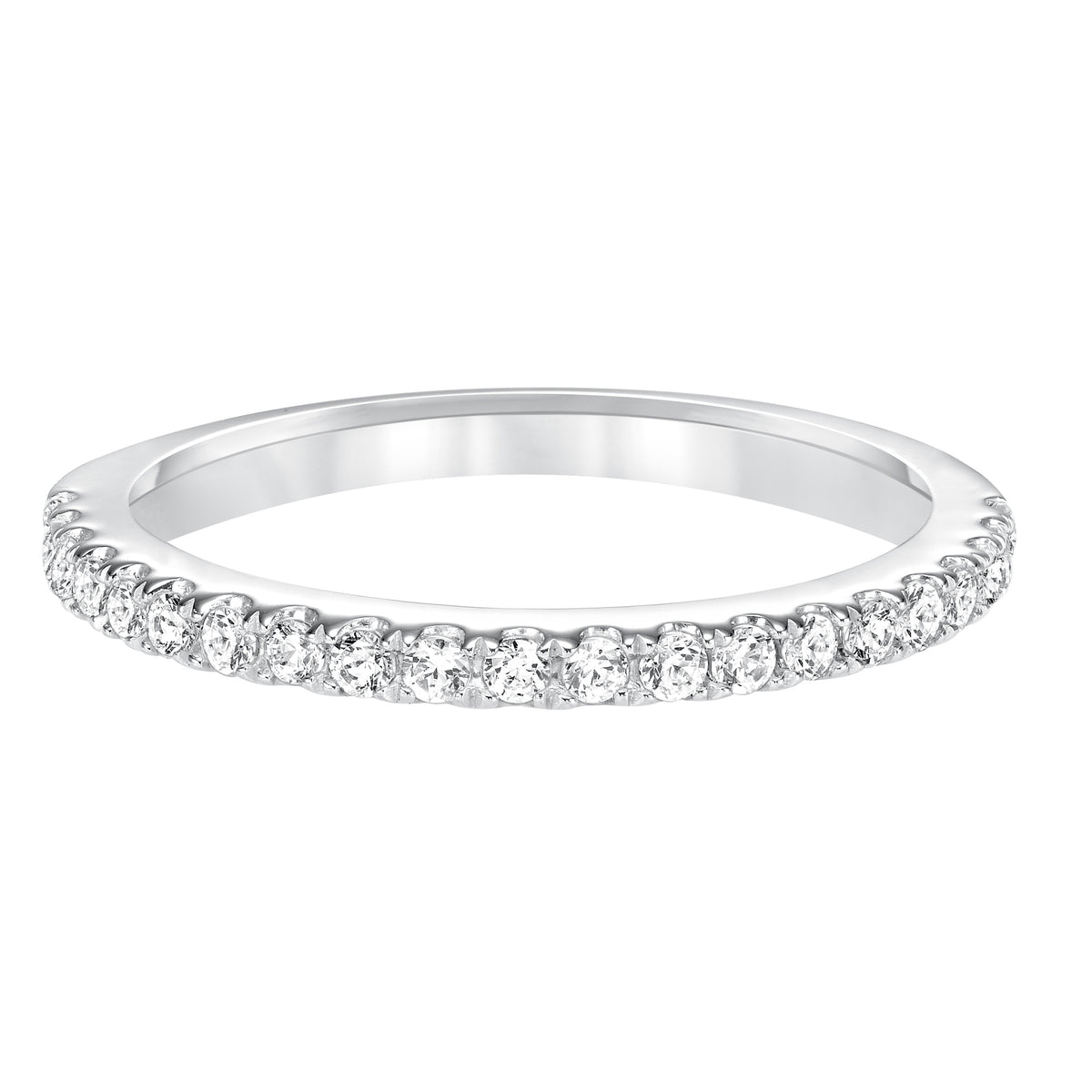Diamond prong set wedding band