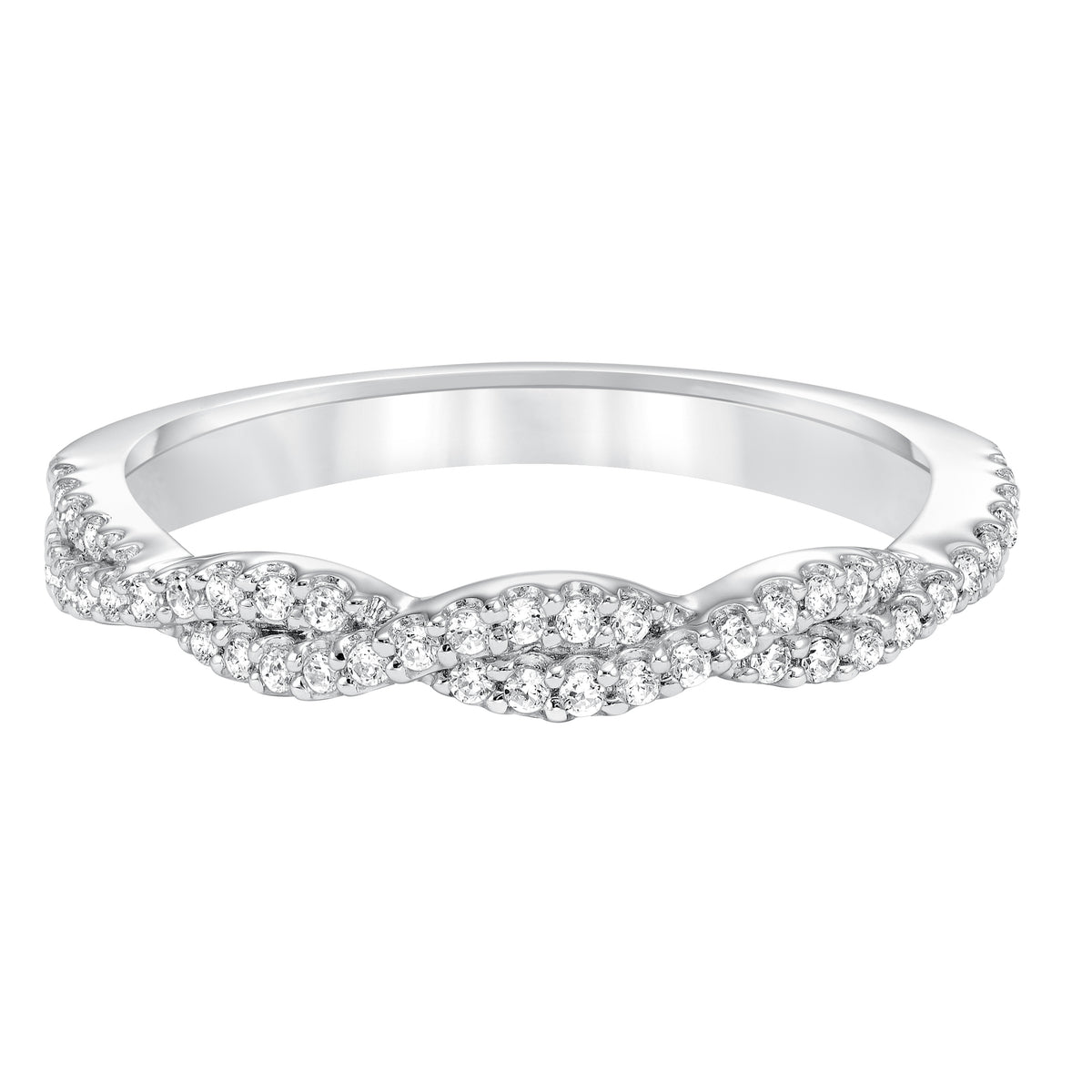 Twisted diamond wedding band
