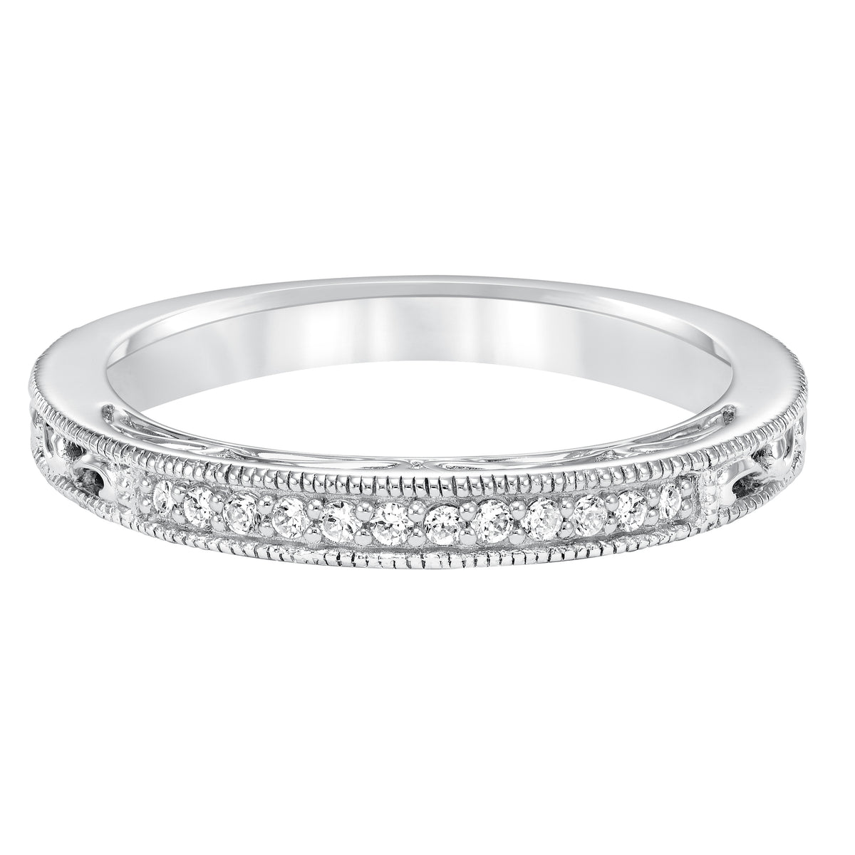 Diamond Prong set with Filgree Accent Wedding Band to Match 31-924
