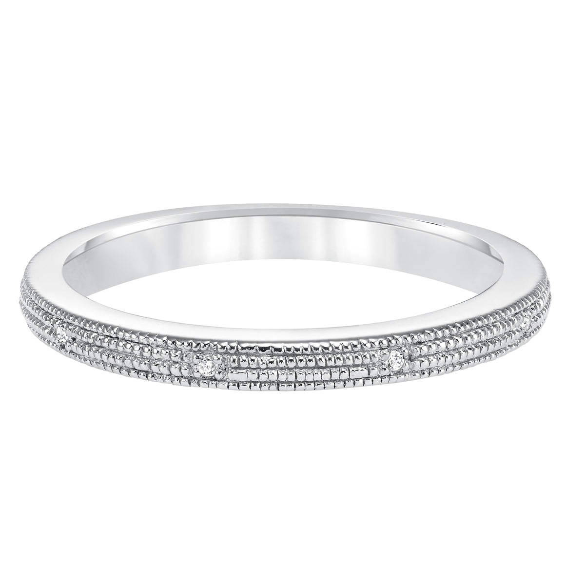 Diamond Prong Set with Milgrain Wedding Band