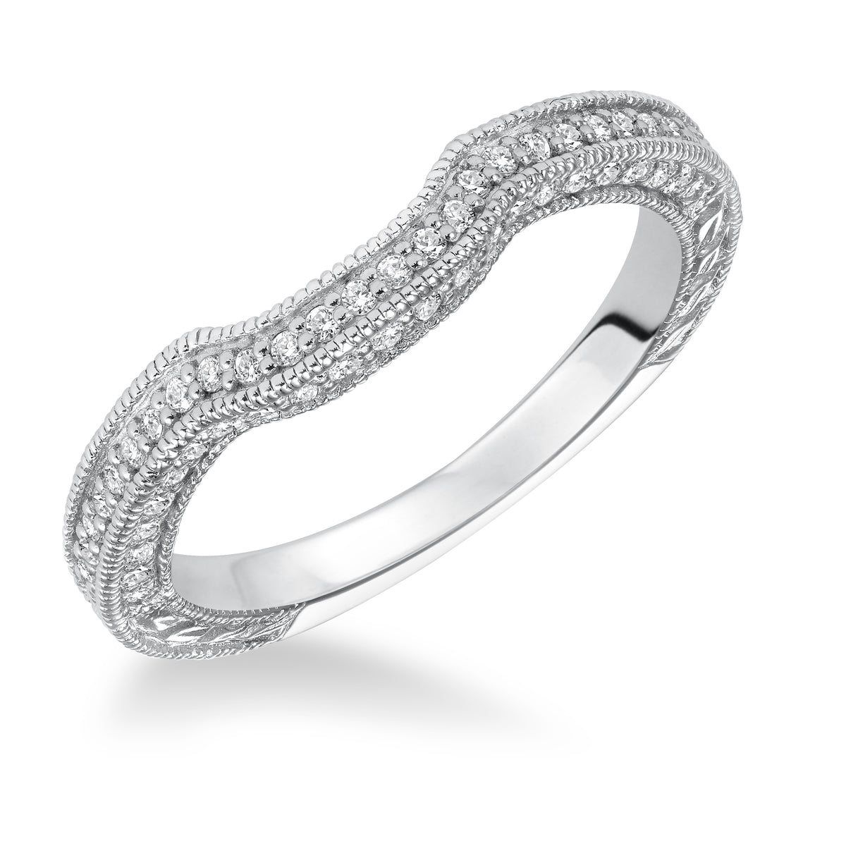 Vintage Engraved Diamond Wedding Band