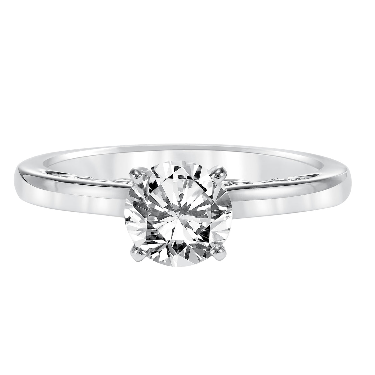Diamond solitaire with scroll design engagement ring