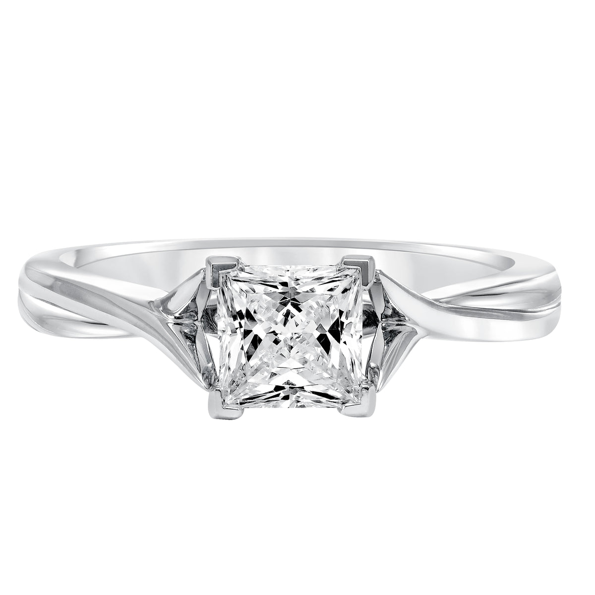 Diamond Solitaire with Twisted Shank Engagement Ring