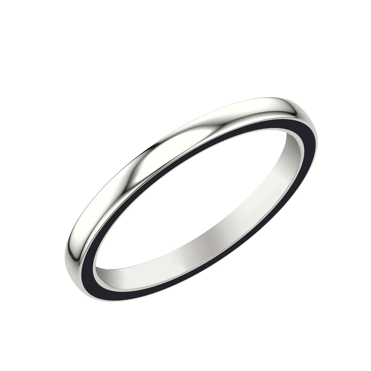Polished Wedding Band with Ceram8 Sides