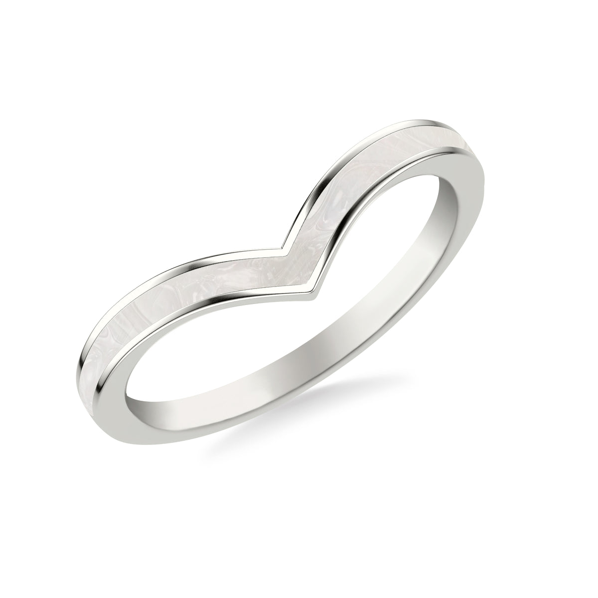V Shape Wedding Band with Ceram8 Inlay