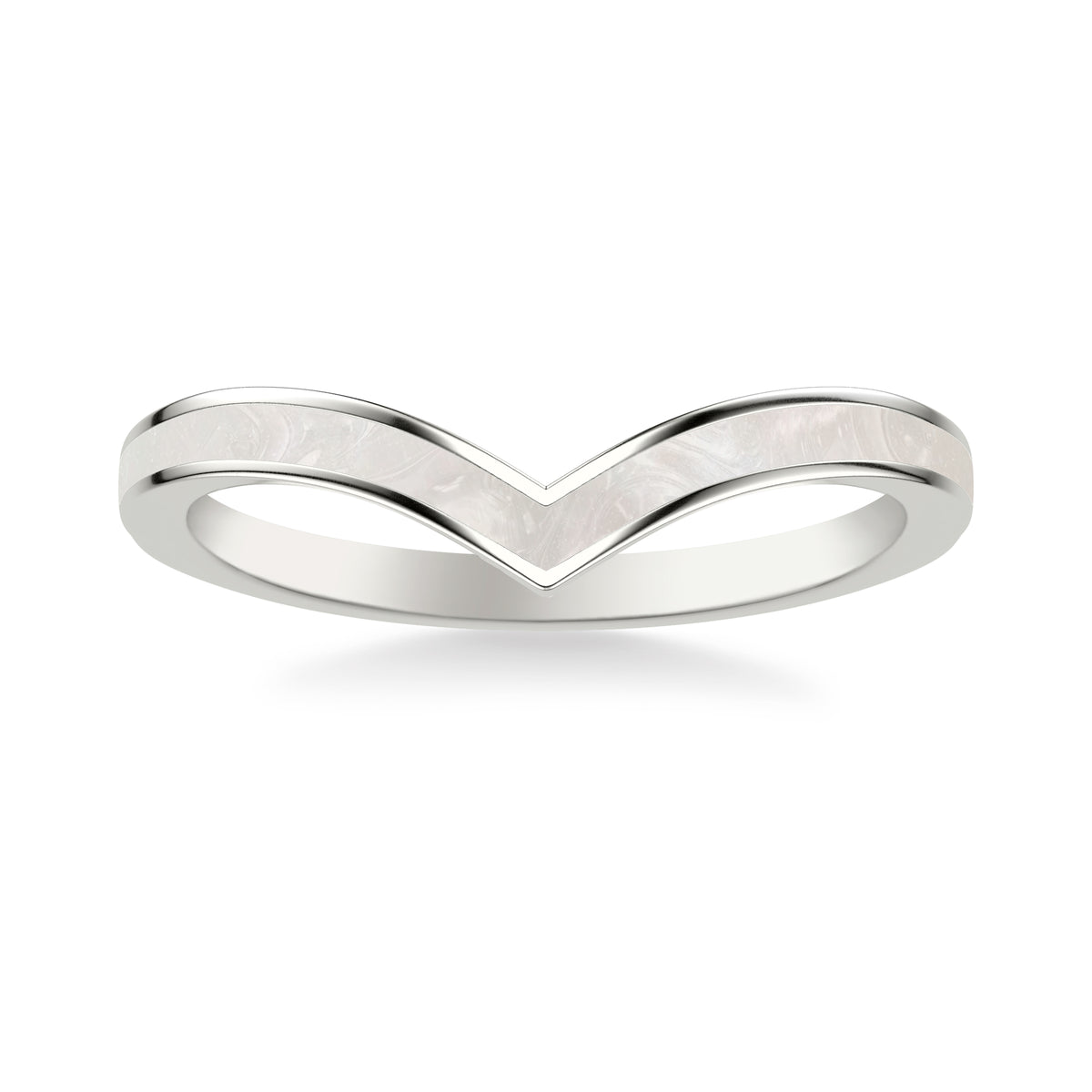 V Shape Wedding Band with Ceram8 Inlay