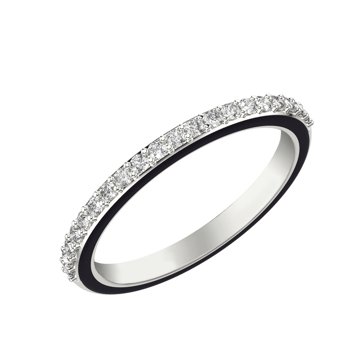 Wedding Band with Diamond Shank and Ceram8 Sides