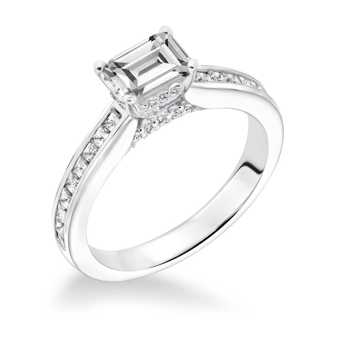 Channel Set Princess Cut Engagement Ring