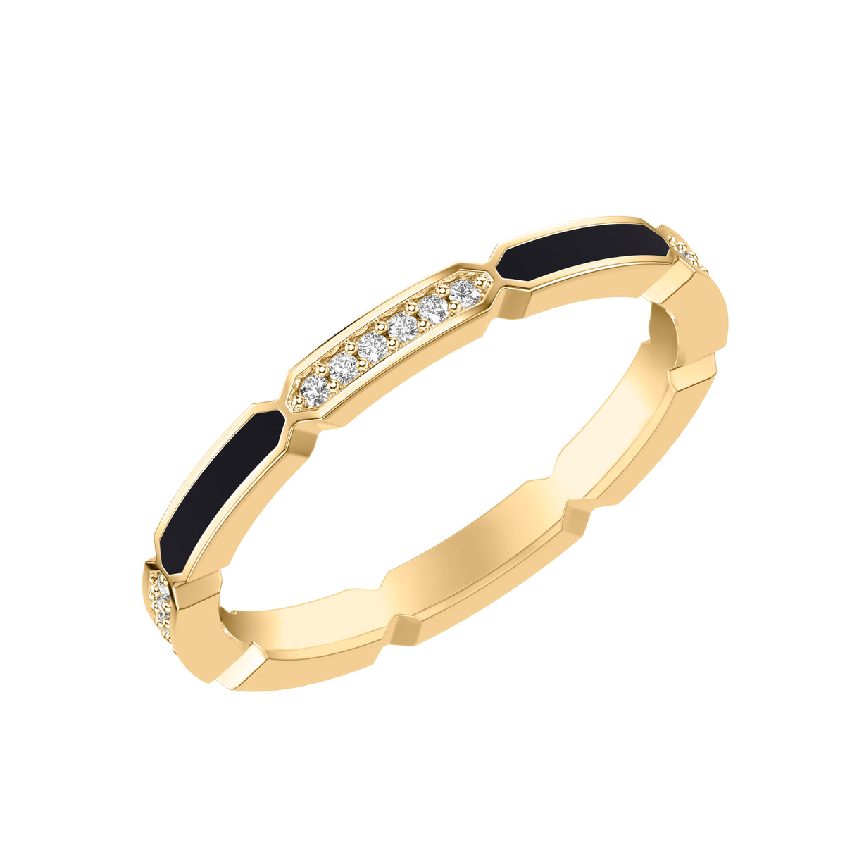 Art Deco Wedding band Wedding Band with Alternating Pave Diamonds and Ceram8 Inlay