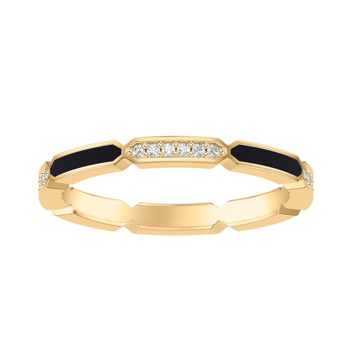 Art Deco Wedding band Wedding Band with Alternating Pave Diamonds and Ceram8 Inlay