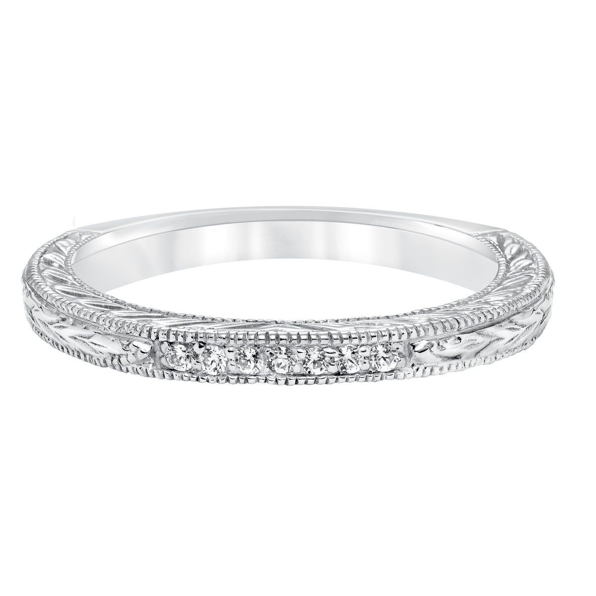 Diamond Engraved and Milgrain Wedding Band