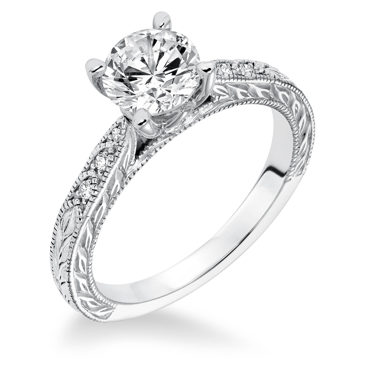 Engraved with Milgrain Engagement Ring