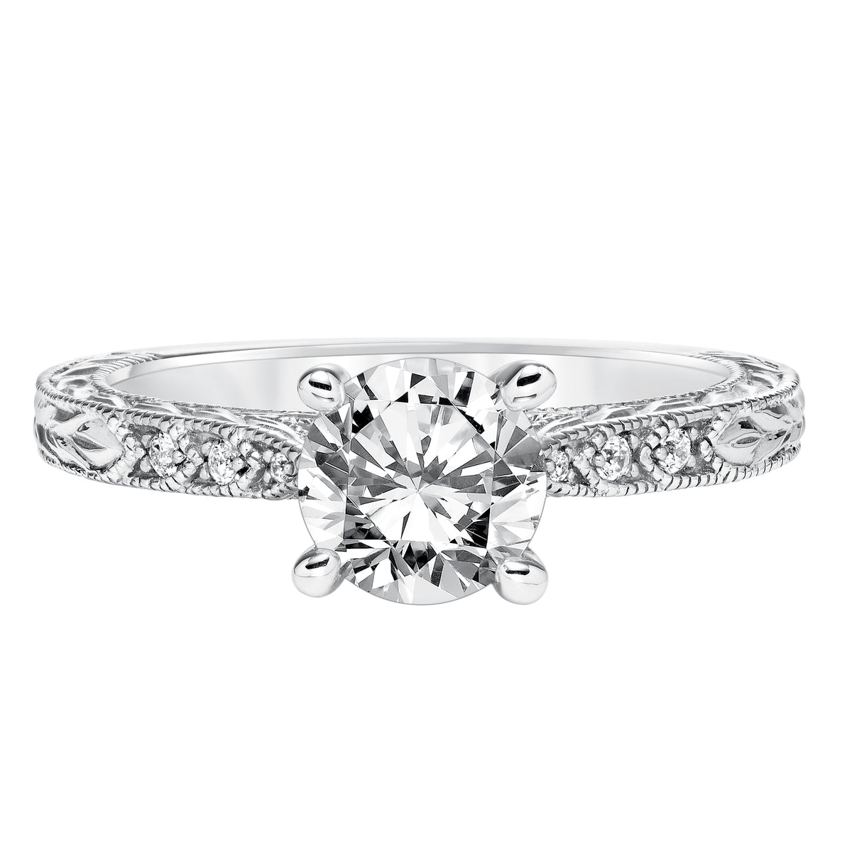 Engraved with Milgrain Engagement Ring