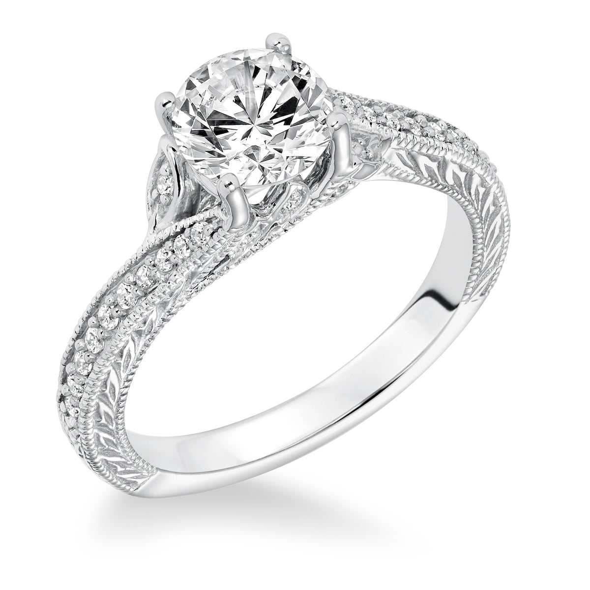 Engraved with Milgrain Engagement Ring