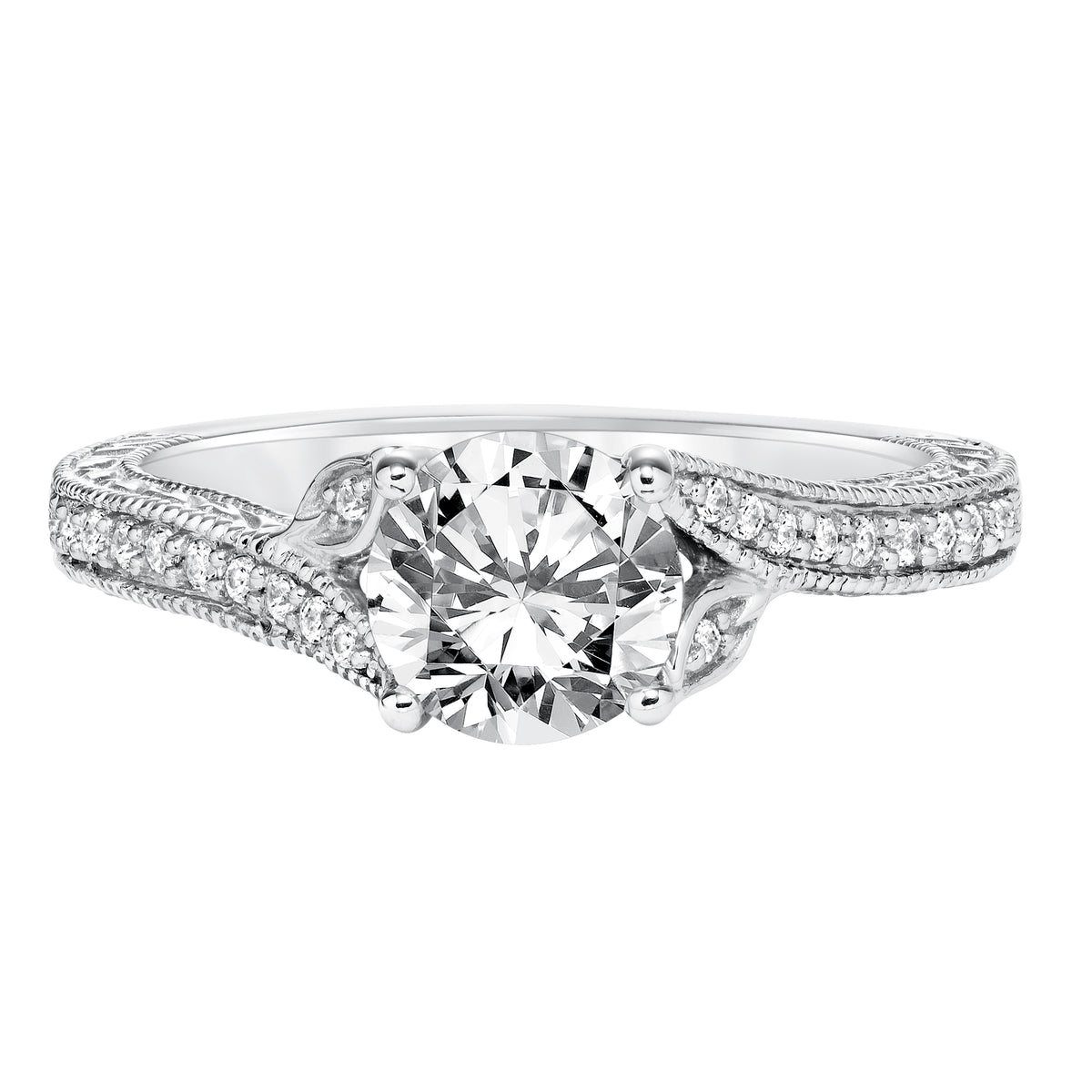Engraved with Milgrain Engagement Ring