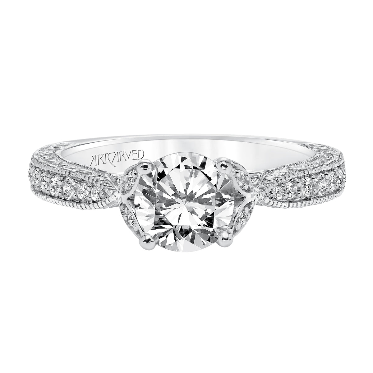 Engraved with Milgrain Engagement Ring