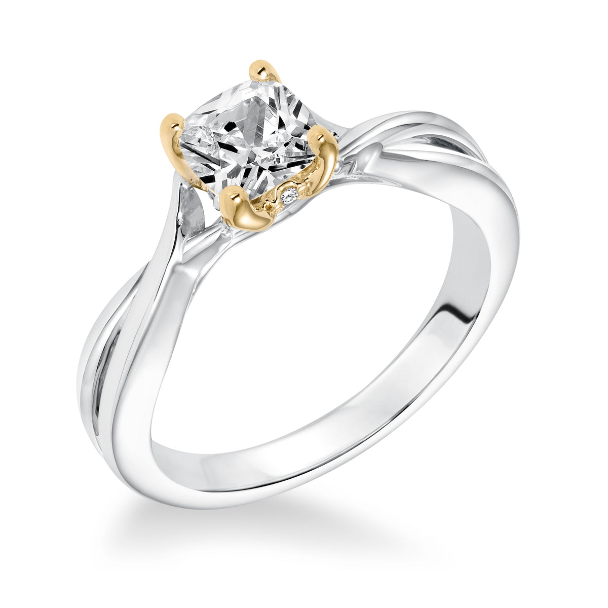 Engraved Double Halo with Milgrain Engagement Ring