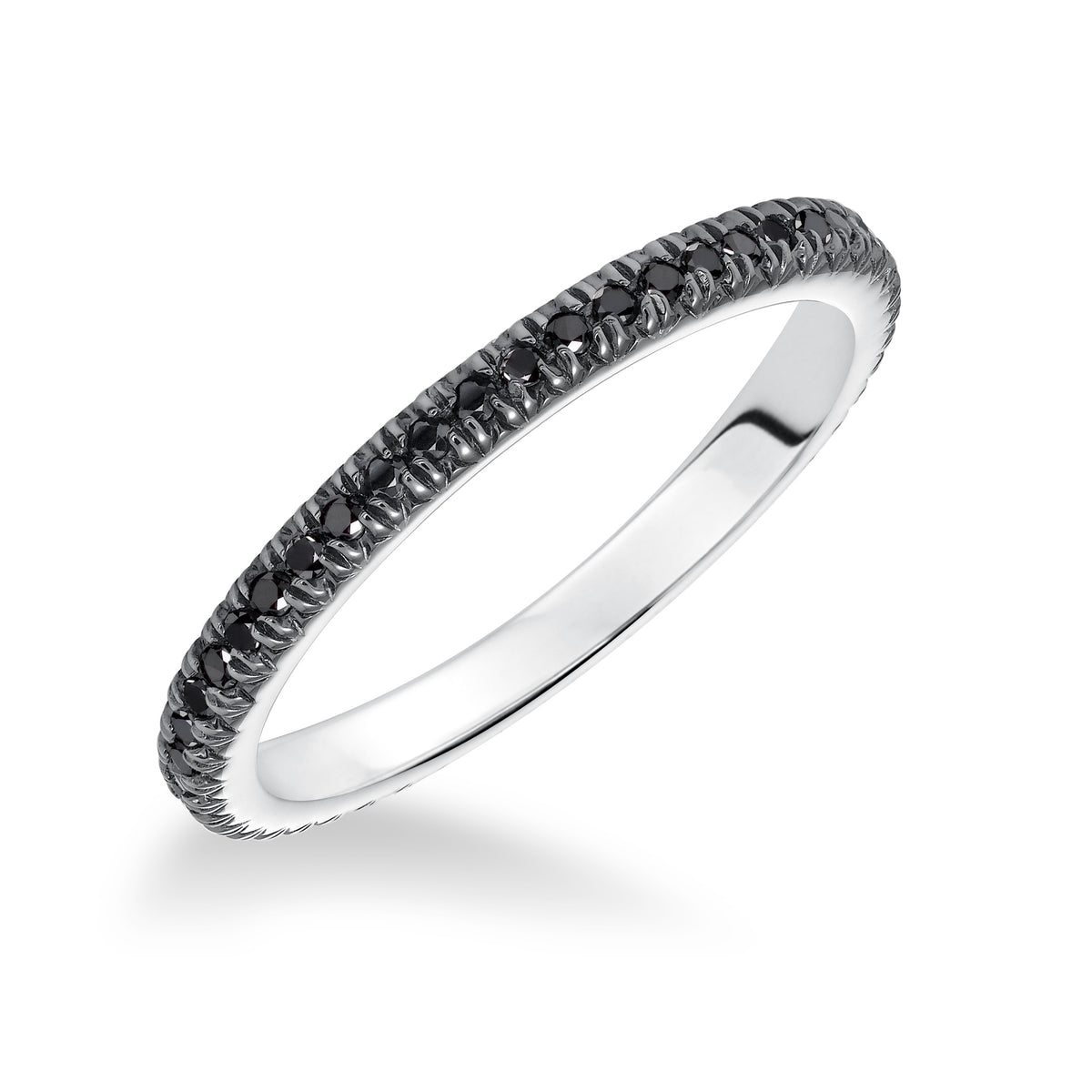 Stackable Eternity Band with Prong Set Black Diamonds