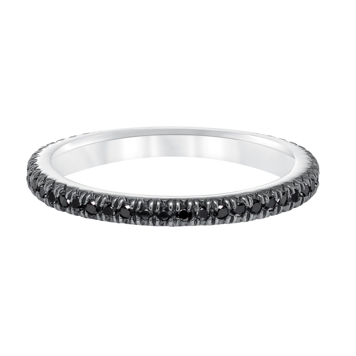 Stackable Eternity Band with Prong Set Black Diamonds