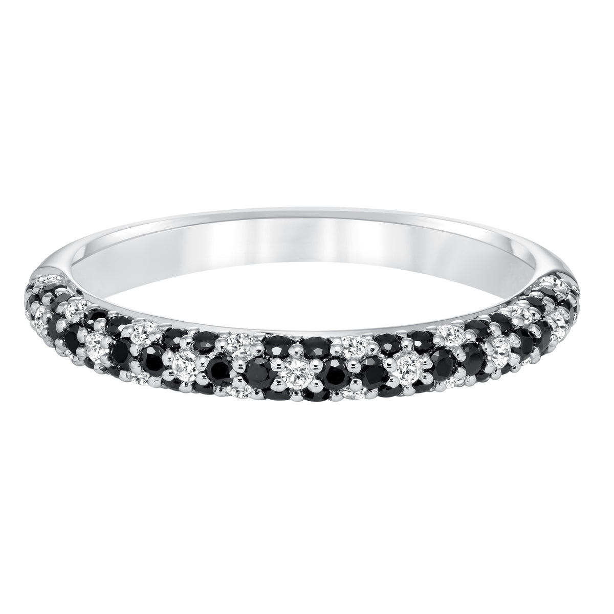 Stackable Pave Black and White Diamond Band