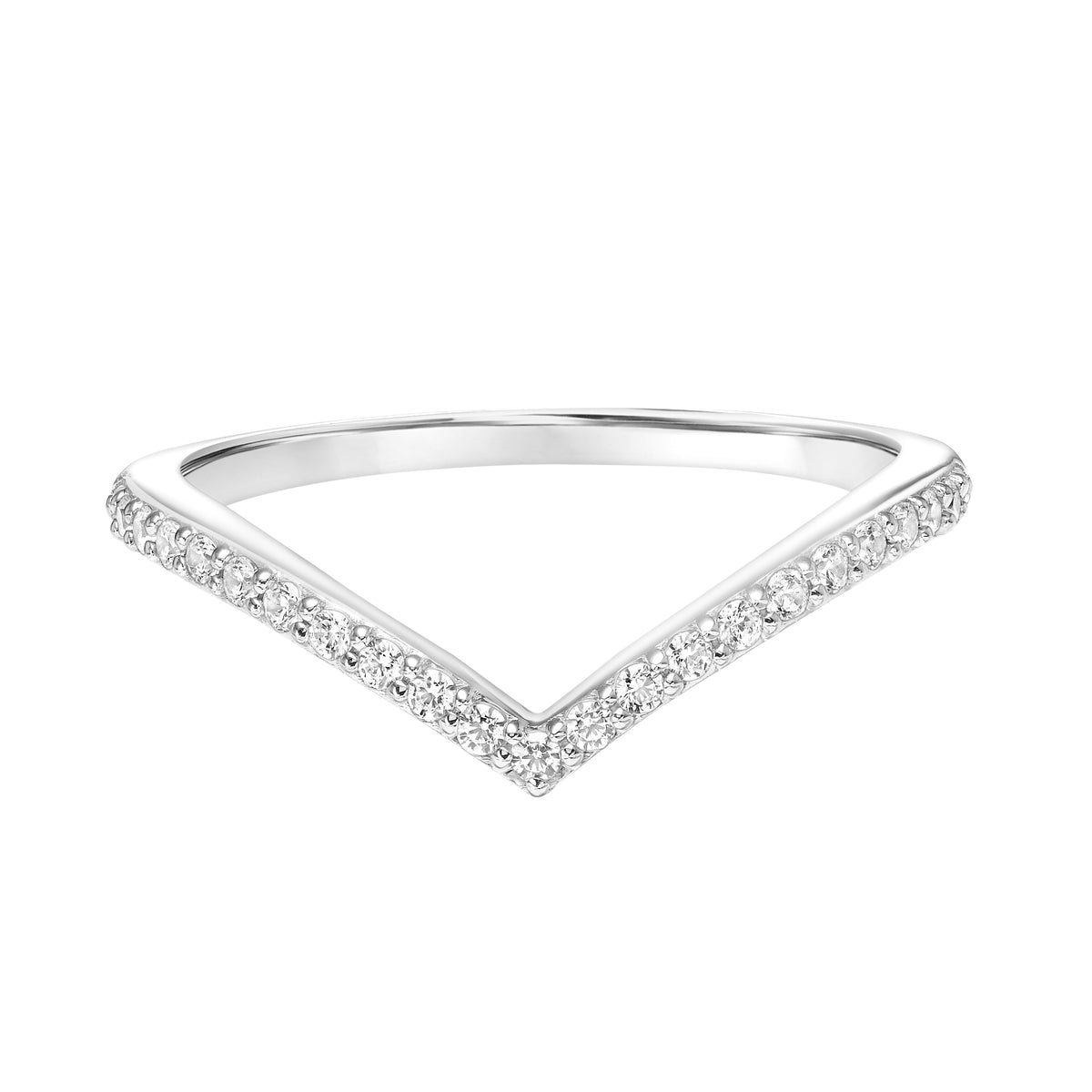 Contemporary V Curved Stackable Diamond Ring