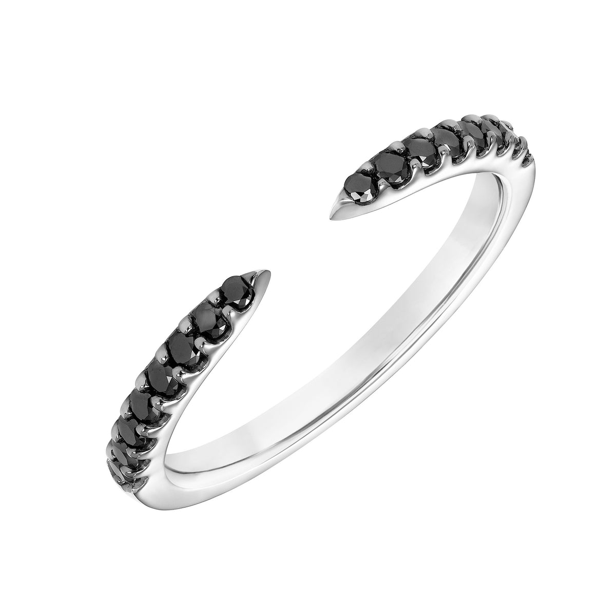 Contemporary Open End Black Diamond Stackable Anniversary Band
