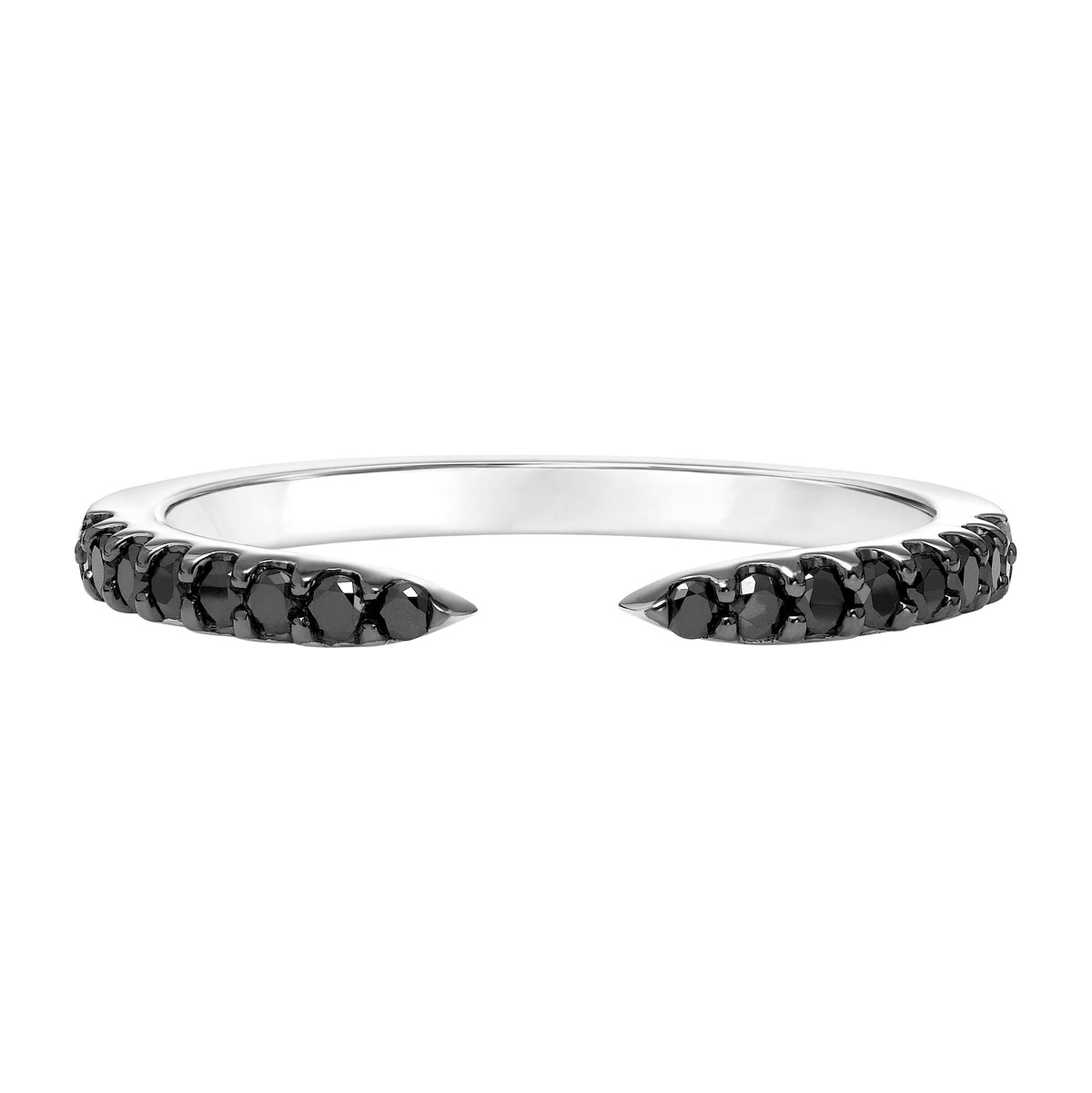 Contemporary Open End Black Diamond Stackable Anniversary Band