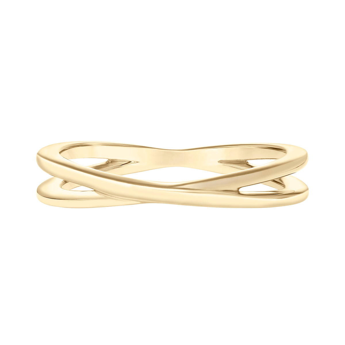 Contemporary Stackable with Criss Cross Design and Polished Band
