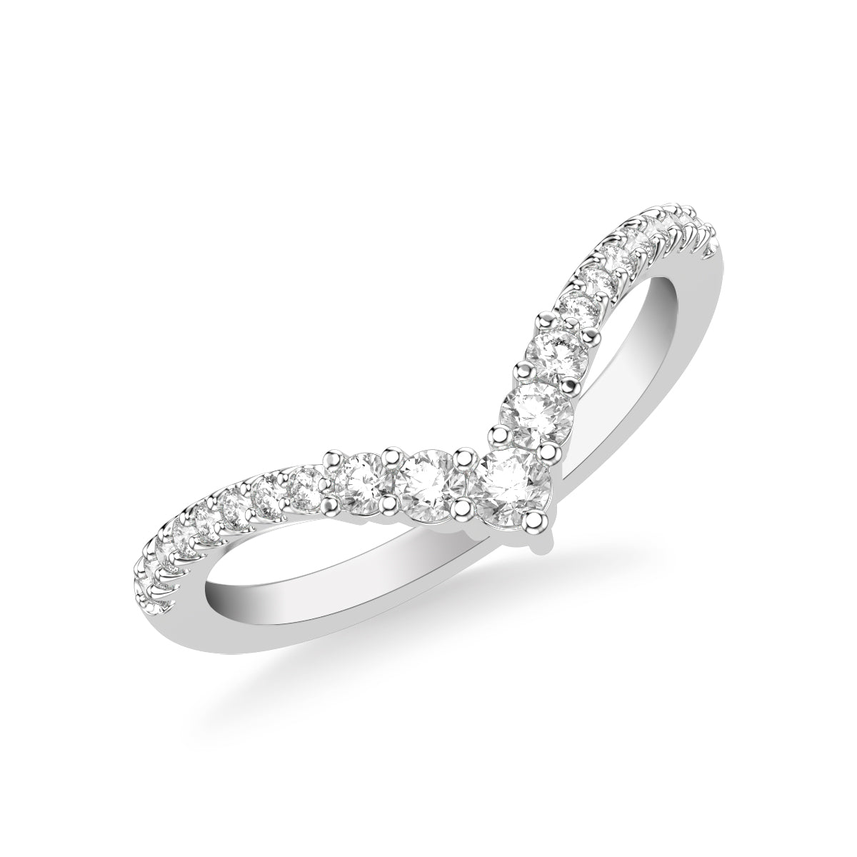 Contemporary V Curved Stackable with Graduated Diamond Ring