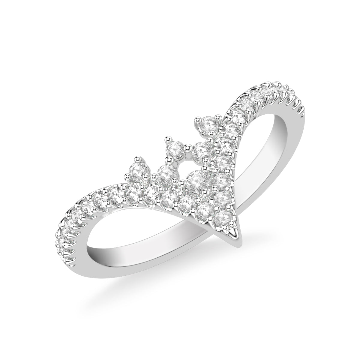 Contemporary V Tiara Stackable with Floating Diamond Accent Ring