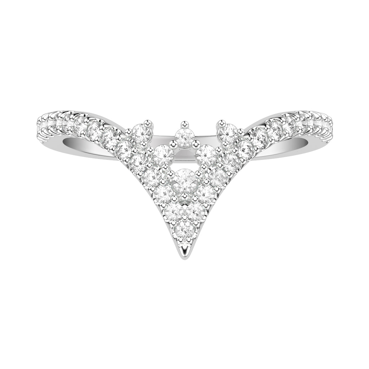 Contemporary V Tiara Stackable with Floating Diamond Accent Ring