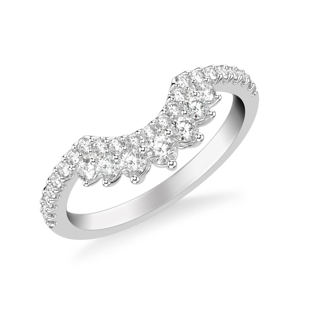 Contemporary Curved Diamond Band with Floating Diamonds
