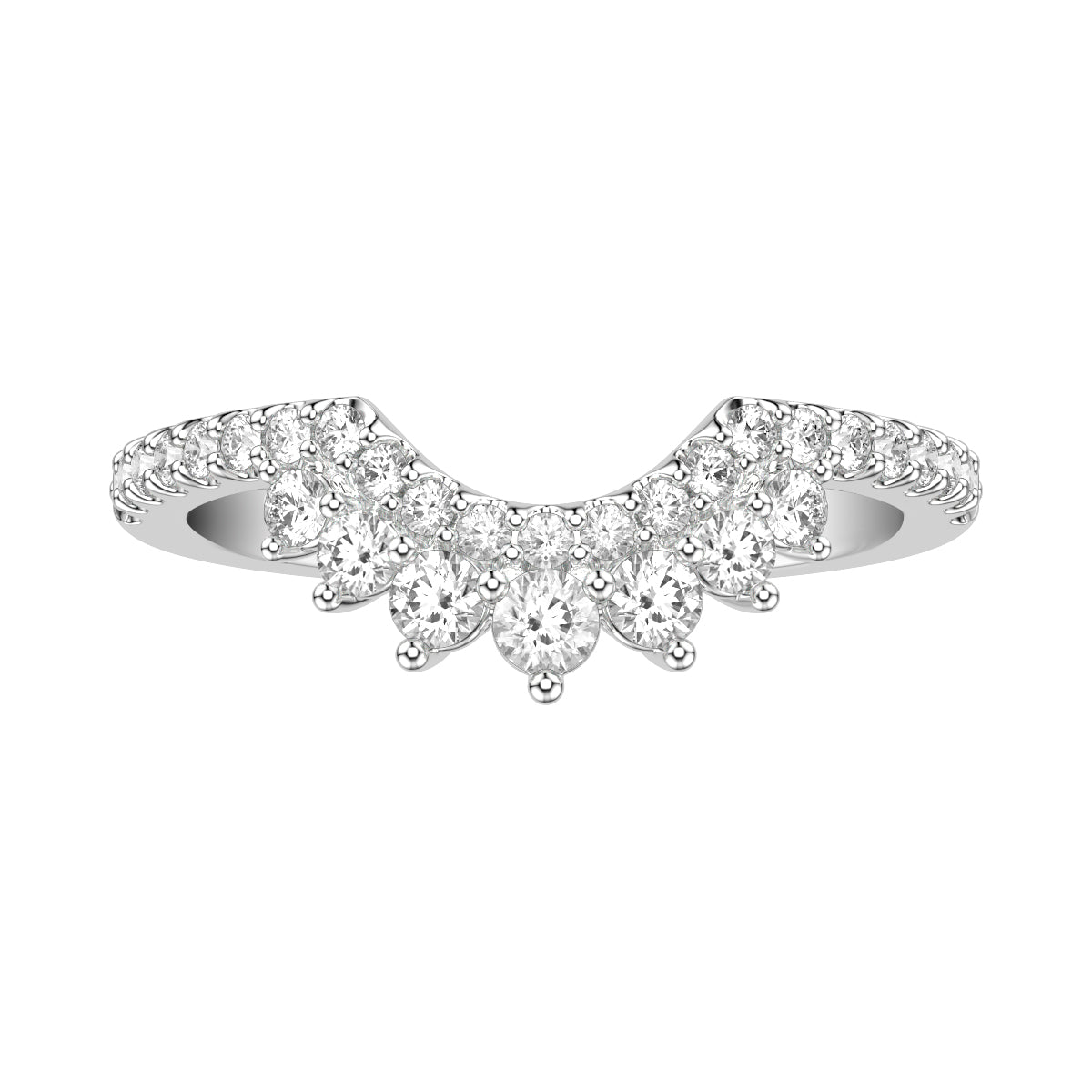 Contemporary Curved Diamond Band with Floating Diamonds