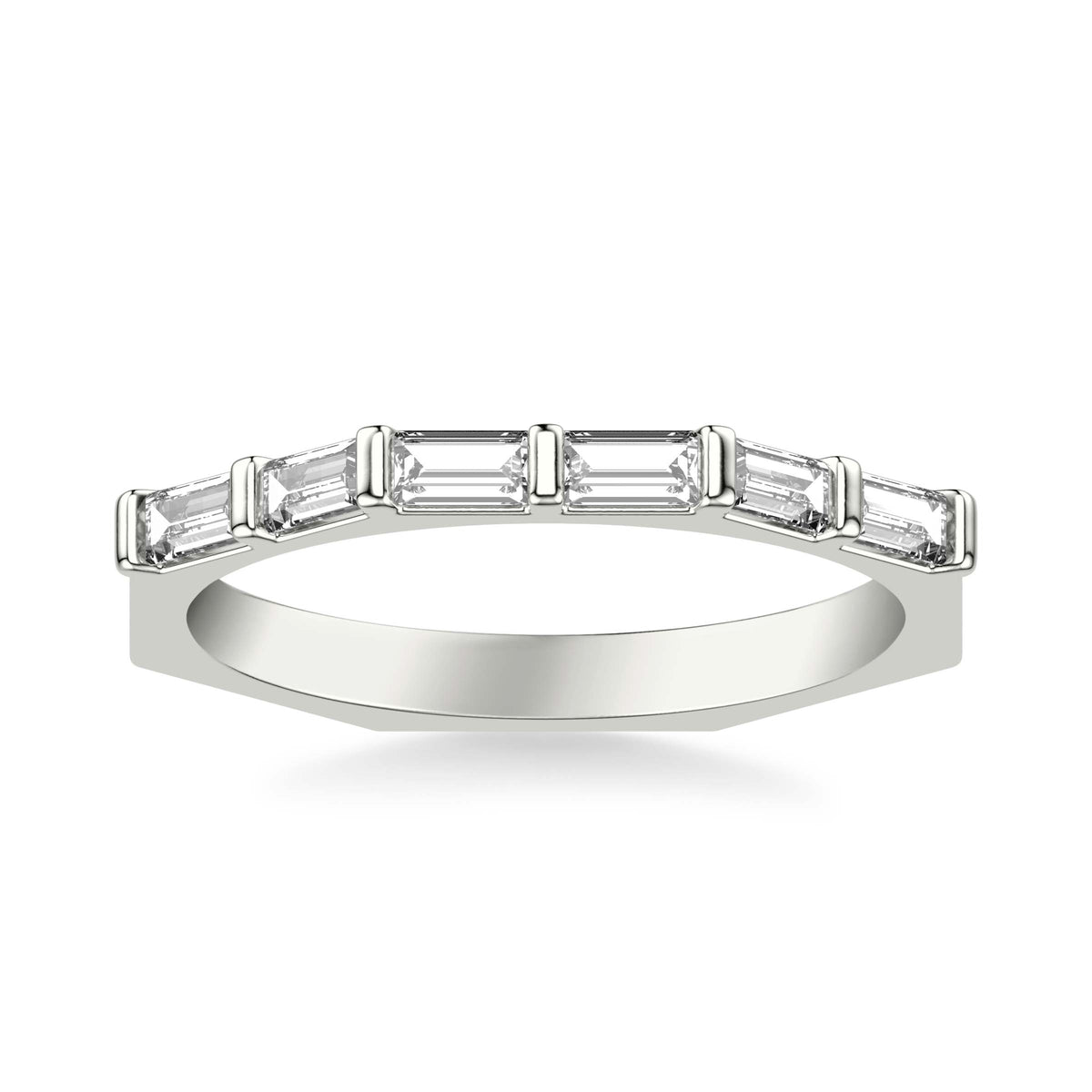 Contemporary Stackable with Bar Set Baguette  Diamond Ring