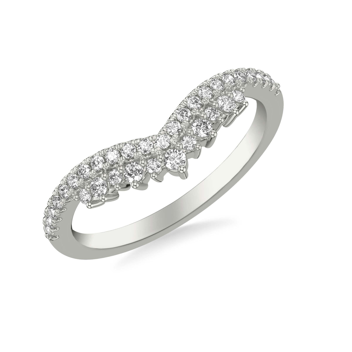 Contemporary V Curved Diamond Band with Floating Diamonds