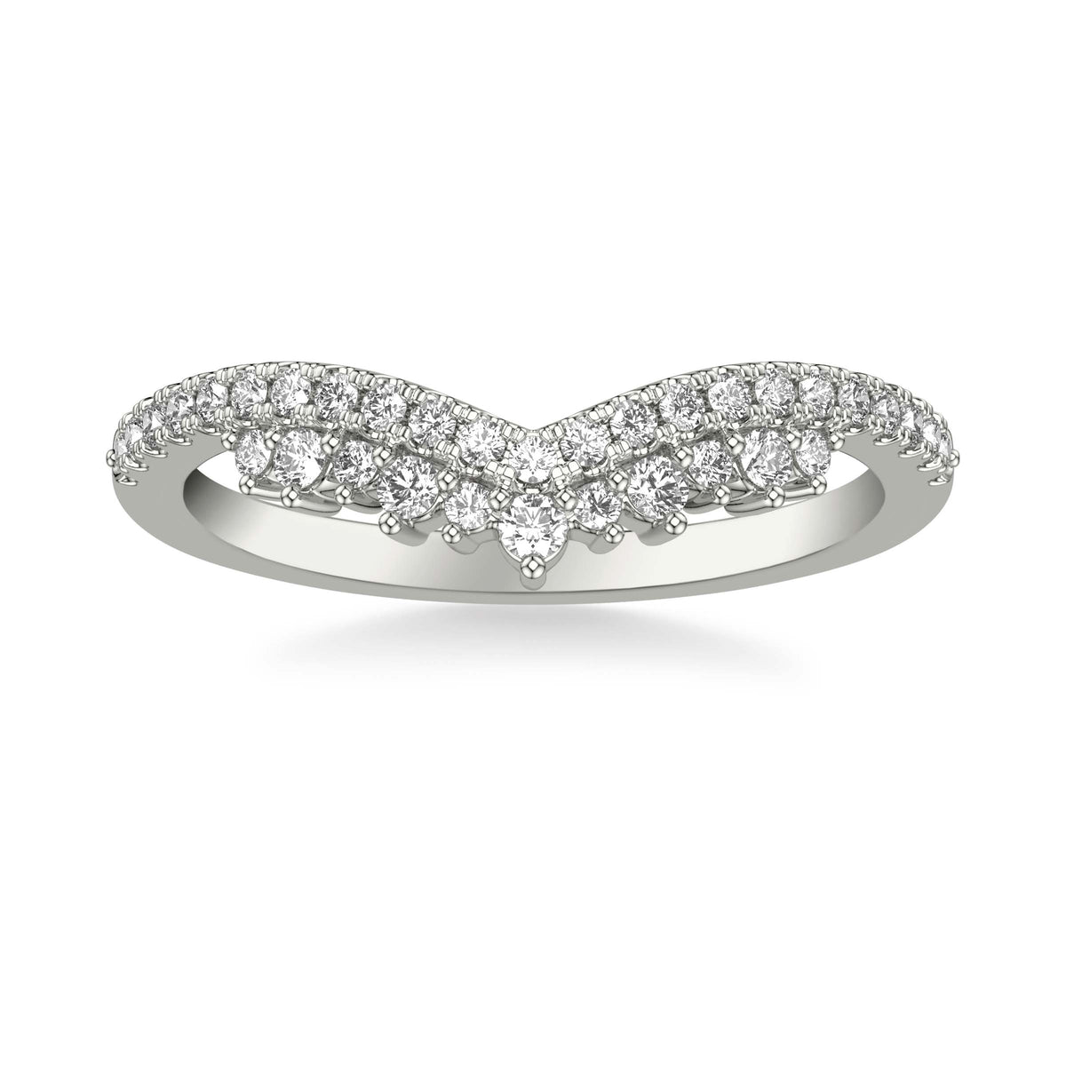 Contemporary V Curved Diamond Band with Floating Diamonds