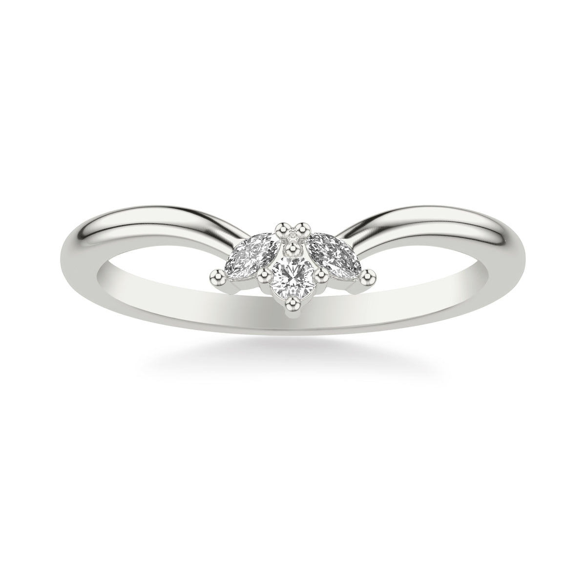 Contemporary Curved Stackable Polished Band with Petite Marquise Diamond Accent