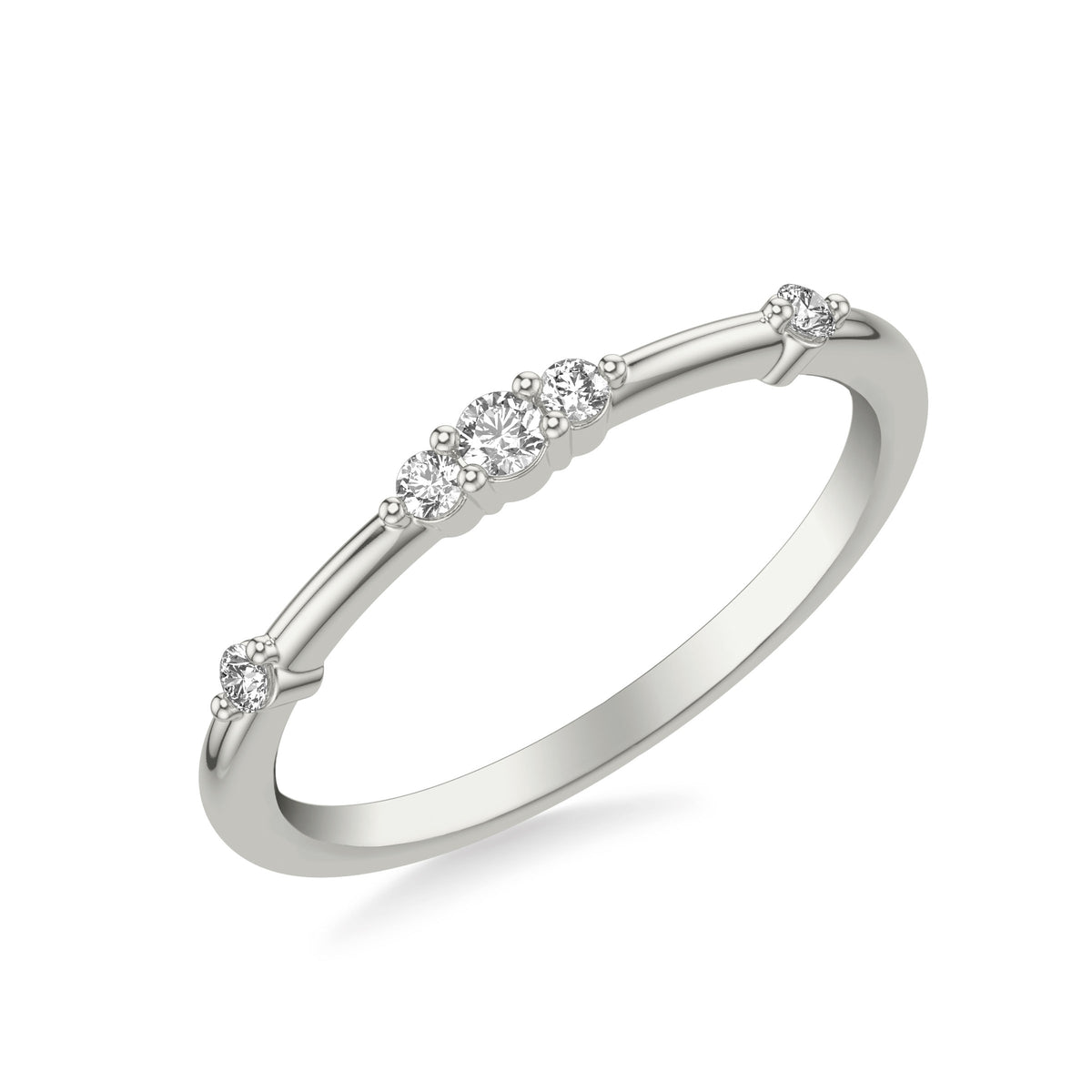 Contemporary Band with Center Diamond Cluster and Single Station Diamond Accent Ring