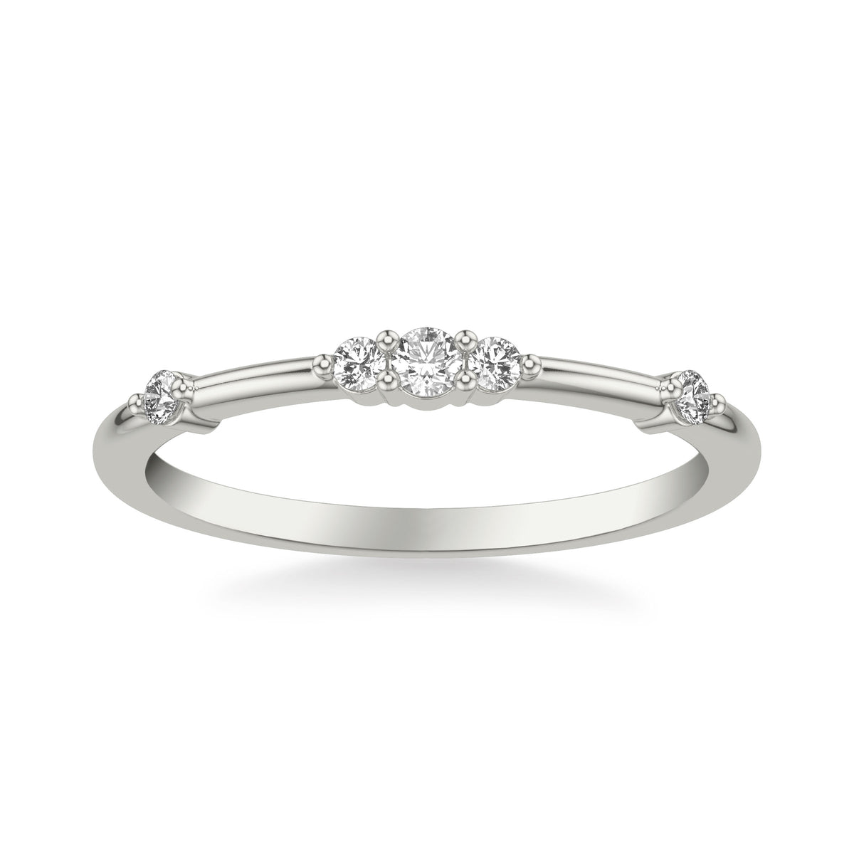 Contemporary Band with Center Diamond Cluster and Single Station Diamond Accent Ring