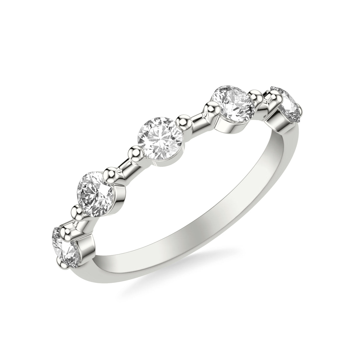 Classic Single Shared Prong Evenly Spaced Diamond Band