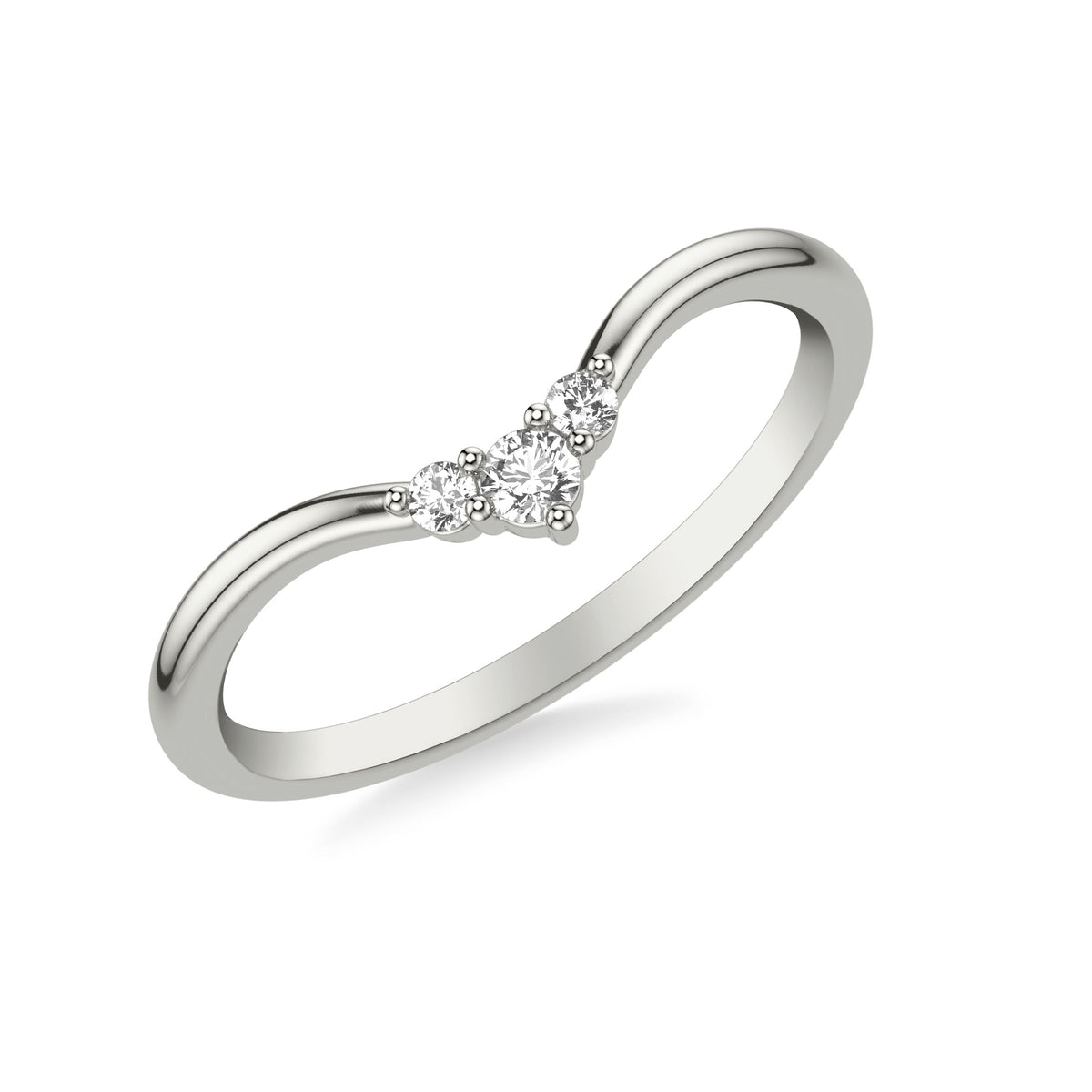 Contemporary V-Shaped Band with Cluster Diamond Accent