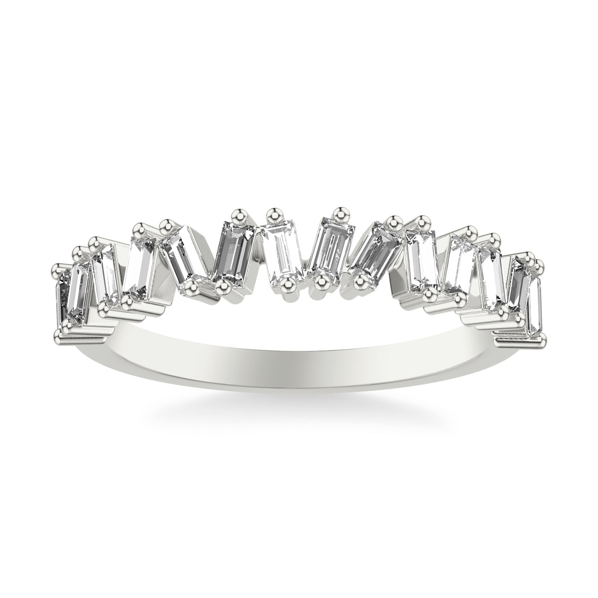 Contemporary Stackable  with Diamond Baguettes in a Unique Design Ring